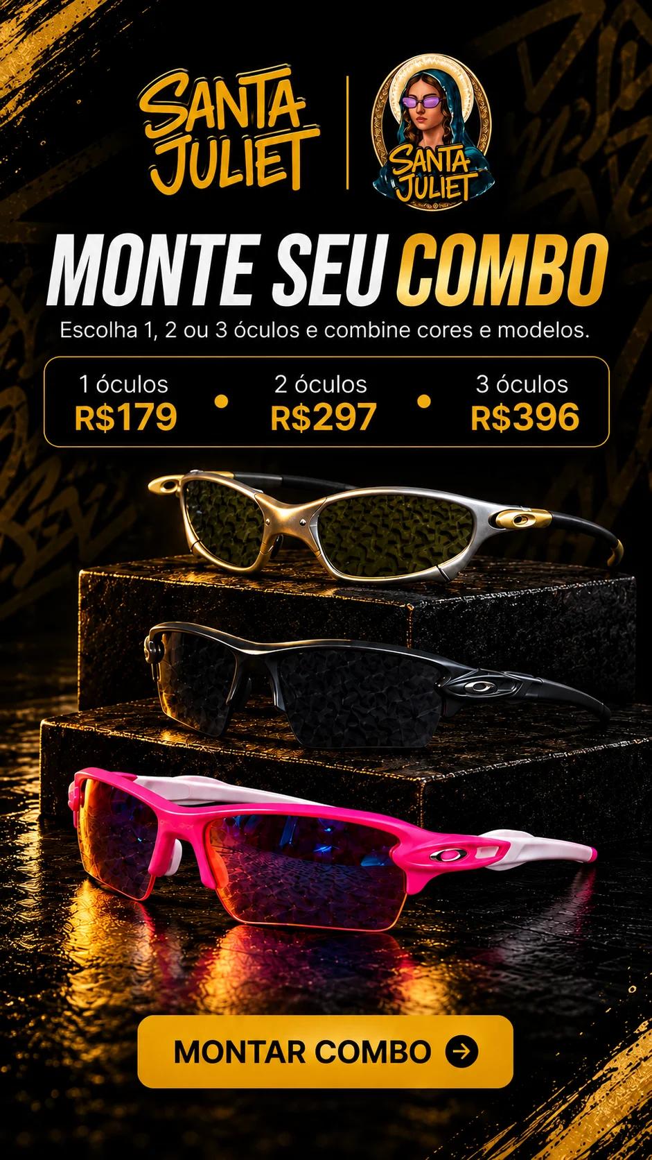 Monte seu combo: escolha 1, 2 ou 3 óculos e combine cores e modelos